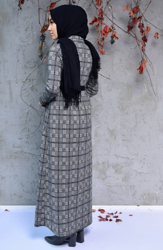 Winterliches Kleid mit Knopf 2038D-01 Dunkel Grau 2038D-01