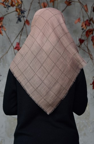 Square Patterned Flamed Cotton Scarf 2122-04 Mink 2122-04