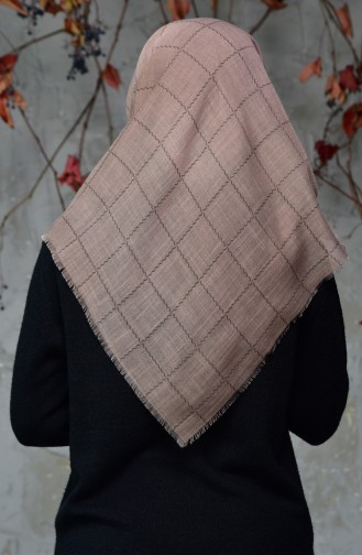 Square Patterned Flamed Cotton Scarf 2122-04 Mink 2122-04