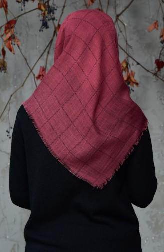 Square Patterned Flamed Cotton Scarf 2122-05 Rose Dry 2122-05