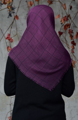 Square Patterned Flamed Cotton Scarf 2122-12 Purple 2122-12