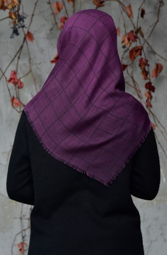Square Patterned Flamed Cotton Scarf 2122-12 Purple 2122-12