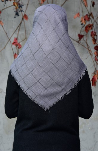 Square Patterned Flamed Cotton Scarf 2122-14 Gray 2122-14
