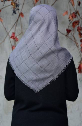 Square Patterned Flamed Cotton Scarf 2122-14 Gray 2122-14