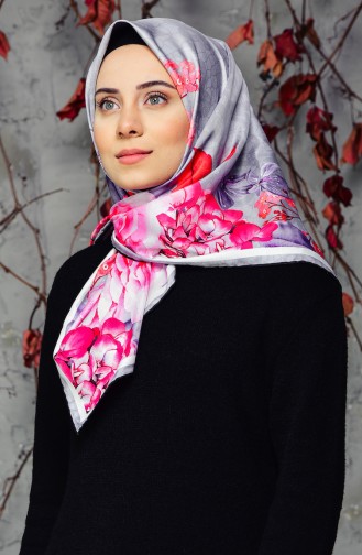 Desenli Twill Eşarp 95233-03 Siyah