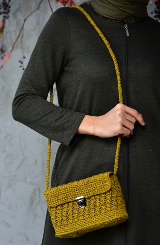 Straw Knitted Shoulder Bag 1017-01 Oil Green 1017-01