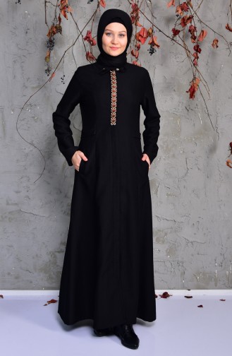 Hijab Mantel mit Stickerei 61260-01 Schwarz 61260-01