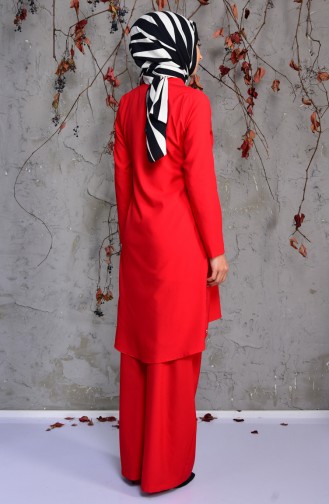Buttoned Tunic Pants Double Suit 5004-02 Red 5004-02