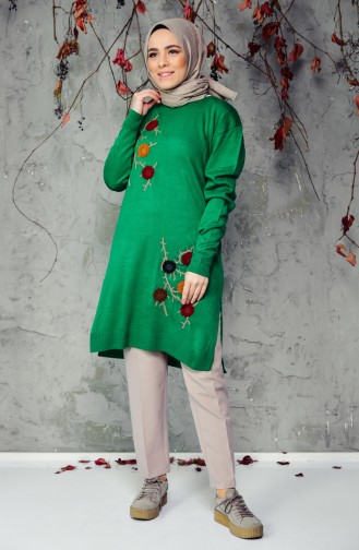Knitwear Embroidered Sweater 9580-03 Green 9580-03