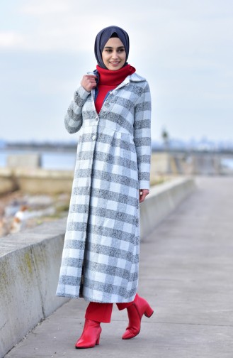 Checkered Cachet Coat 0251-04 White Gray 0251-04