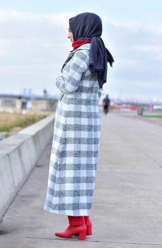 Checkered Cachet Coat 0251-04 White Gray 0251-04