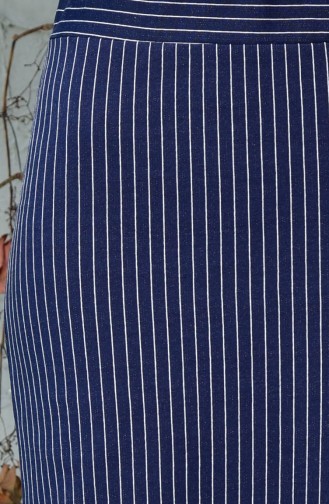 Striped Pencil Skirt 5962-06 Navy Blue 5962-06