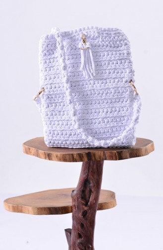 Cotton Knitted Women´s Shoulder Bag 1032-01 White 1032-01