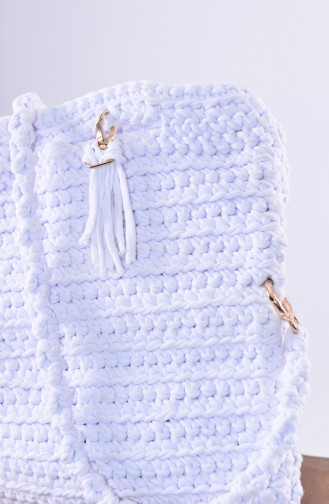 Cotton Knitted Women´s Shoulder Bag 1032-01 White 1032-01