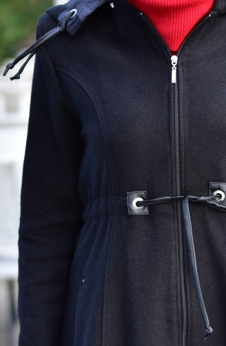 بورون معطف جوخ بتصميم مزموم عند الخصر 71199-01 لون أسود 71199-01