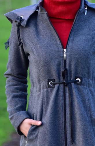 بورون معطف جوخ بتصميم مزموم عند الخصر 71199-06 لون رمادي 71199-06