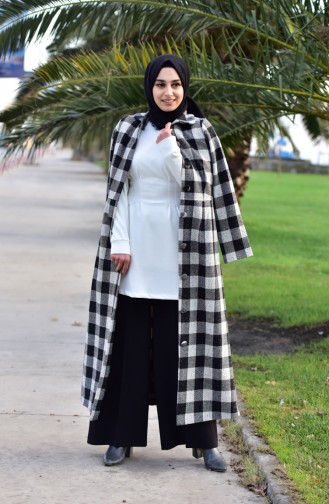 Checkered Cachet Coat 0250-03 Black Cream 0250-03