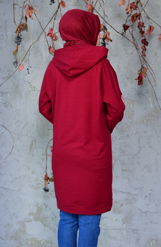Hooded Sports Tunic 0416-02 Claret Red 0416-02