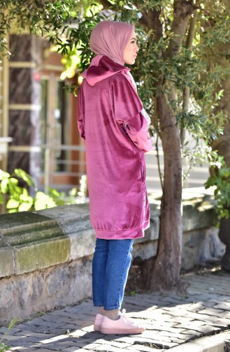 Payetli Kadife Tunik 0417-05 Gül Kurusu