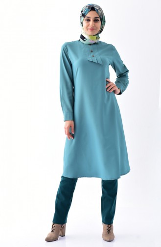 Buttoned Tunic 5006-07 Almond Green 5006-07