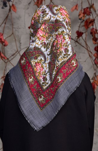 Patterned Flamed Cotton Shawl 2134-14 Smoked 2134-14