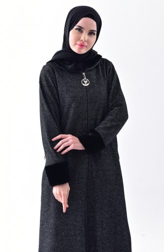 Furr Detail Abaya 99173-01 Black 99173-01