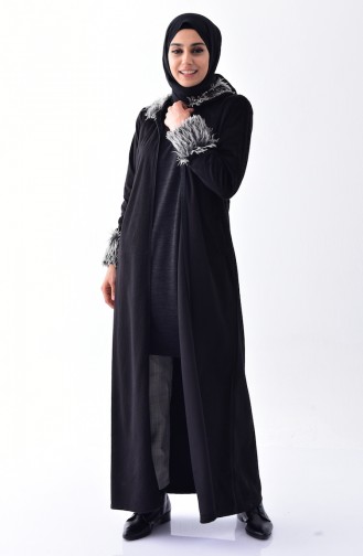 Flauschiges Abaya 99173A-01 Schwarz 99173A-01