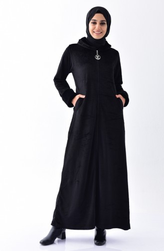 Abaya a Fourrure 99173B-01 Noir 99173B-01