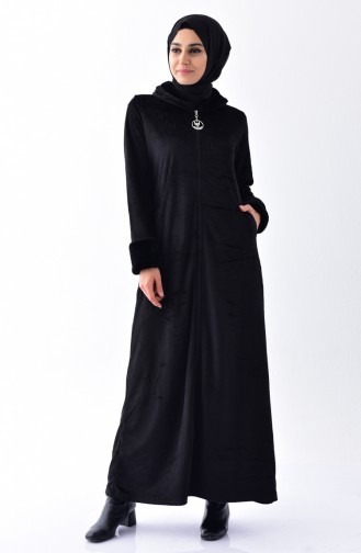 Abaya a Fourrure 99173B-01 Noir 99173B-01