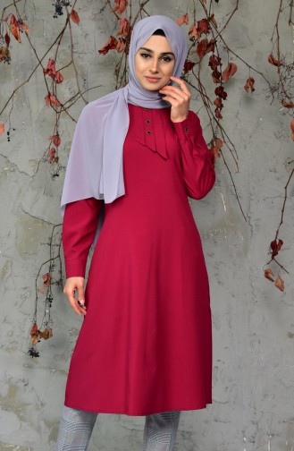 Düğmeli Tunik 5006-05 Mürdüm 5006-05