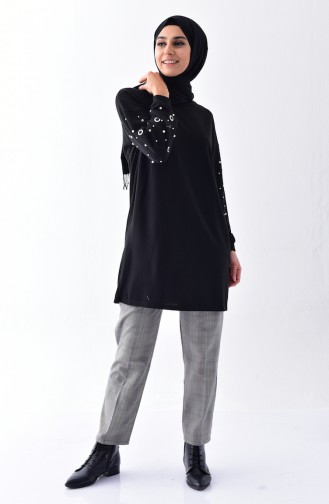 Sleeve pearl Knitwear Sweater 50417-02 Black 50417-02
