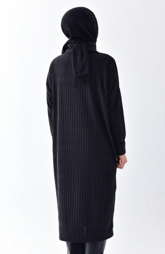 Polo-neck Tunic Long Tunic 1313-01 Black 1313-01