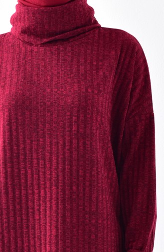 Polo-neck Long Tunic 1313-02 Claret Red 1313-02