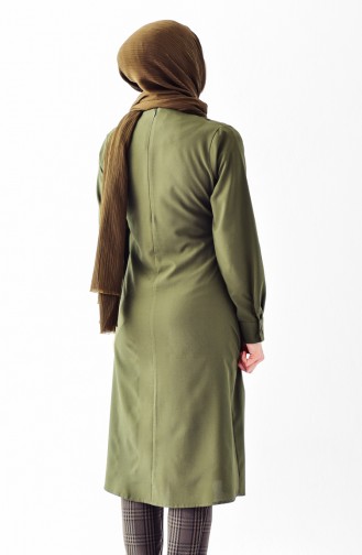 Düğmeli Tunik 5006-01 Yeşil