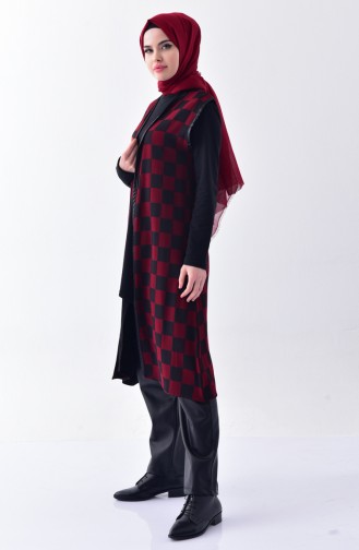 Knitwear Checkered Vest 5200-02 Claret red 5200-02
