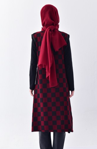 Knitwear Checkered Vest 5200-02 Claret red 5200-02