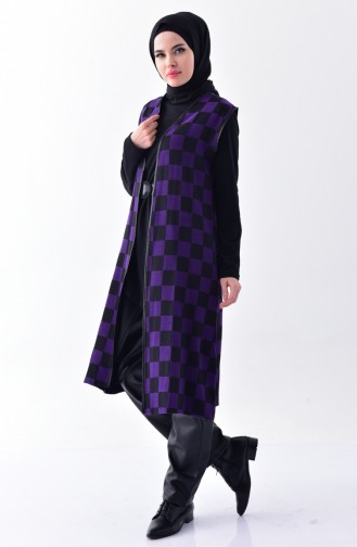 iLMEK Knitwear Checkered Vest 5200-03 Black Dark Purple 5200-03