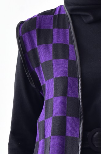iLMEK Knitwear Checkered Vest 5200-03 Black Dark Purple 5200-03