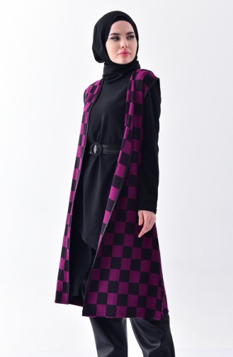 iLMEK Knitwear Checkered Vest 5200-04 Black Purple 5200-04