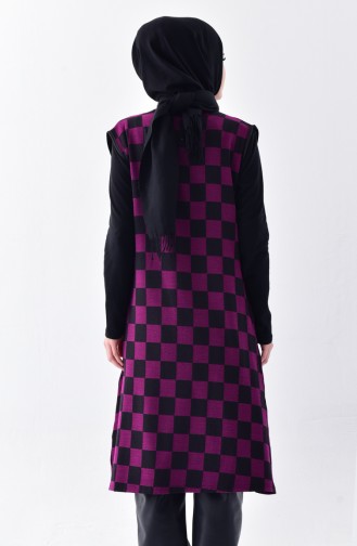 iLMEK Knitwear Checkered Vest 5200-04 Black Purple 5200-04