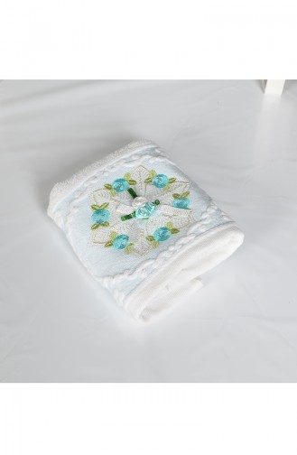 Serviette à main 30x50  Coton 3443-02 Blanc Bleu 3443-02