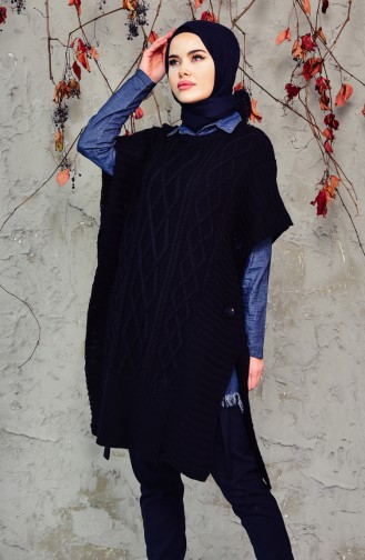 Knitwear Poncho 8052-03 Navy Blue 8052-03