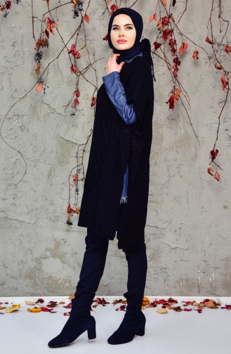 Knitwear Poncho 8052-03 Navy Blue 8052-03