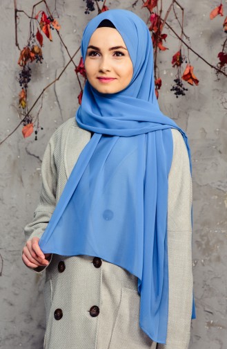 Long Chiffon Shawl 50025-148 İndigo 50025-148