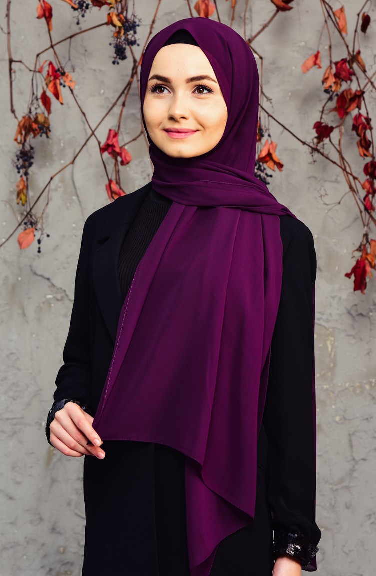 شال شيفون طويل 50025-21 لون أرجواني داكن 50025-21