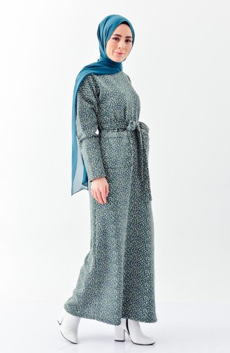 Khaki Hijab Dress 7126-02