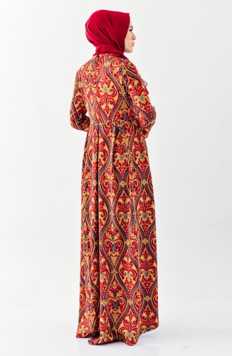دلبر فستان بتصميم مُطبع7127-01 لون خمري 7127-01