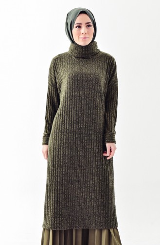 Polo-neck Long Tunic 1313-03 Khaki 1313-03