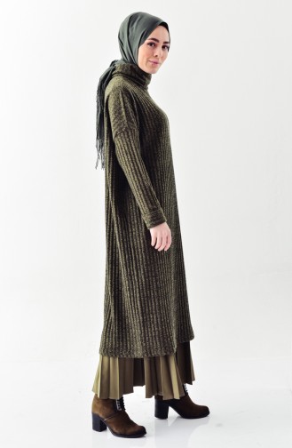 Polo-neck Long Tunic 1313-03 Khaki 1313-03