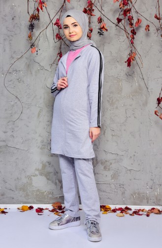 Zippered Tracksuit Suit 18129-01 Gray 18129-01